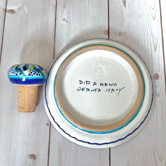 Deruta Italy Hand-Painted Ceramic Pottery Wine Cork Bottle Coaster / Small Plate - Picture 4 of 7